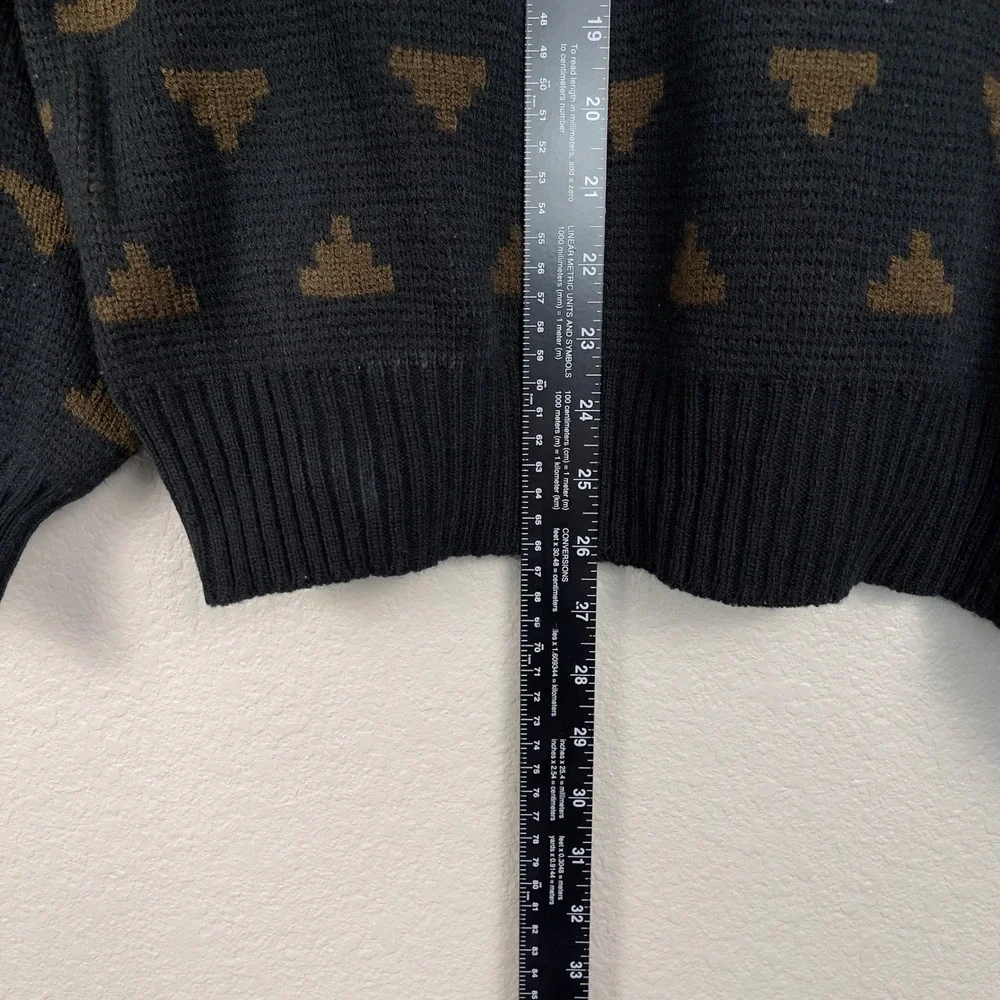 Vintage Cosi L'Uomo Grandpa Cosby Sweater Geometric Mock Neck Large Black Brown - Picture 8 of 9